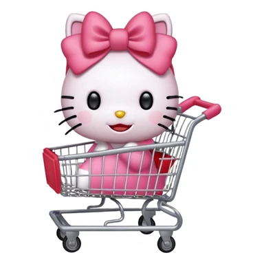 hello kitty pushing a shopping cart sticker