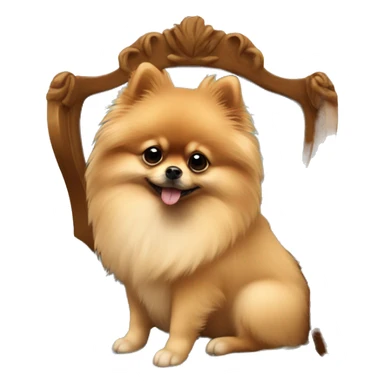 A pomeranian sitting on a beautiful chair sticker