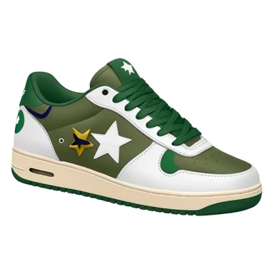 Сделай кроссовки BAPE STA белые с темно-зелеными  sticker