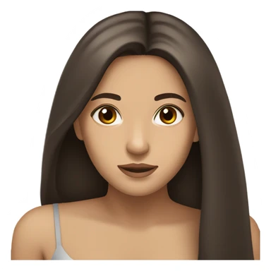 Beautiful Spanish girl brown eyes straight very long dark brown hair  sticker