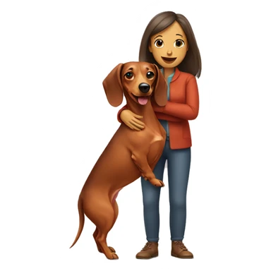 dachshund and woman sticker
