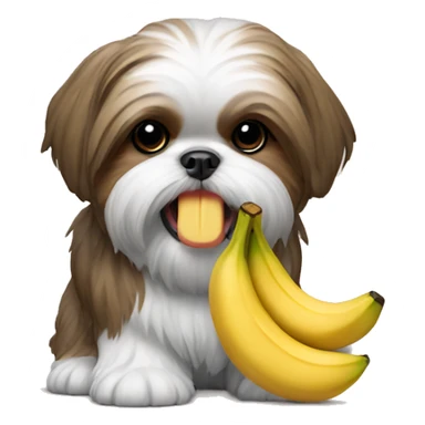 Shih tzu with a toy banana in his mouth sticker