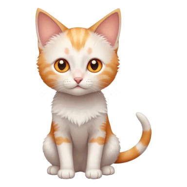 full body of very small + skinny ginger and white kitten with deep orange eyes and triangular shaped face sticker