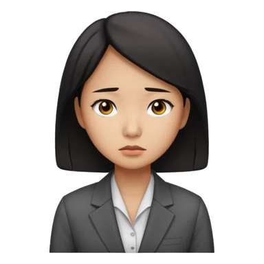 sad asian women office worker sticker