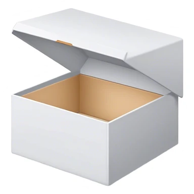 A simple, minimalist open box with a subtle shadow underneath, symbolizing an empty space ready to be filled. The design is flat, modern, and uncluttered, perfect for an empty state UI. sticker