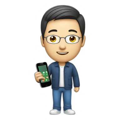 china man with phone sticker