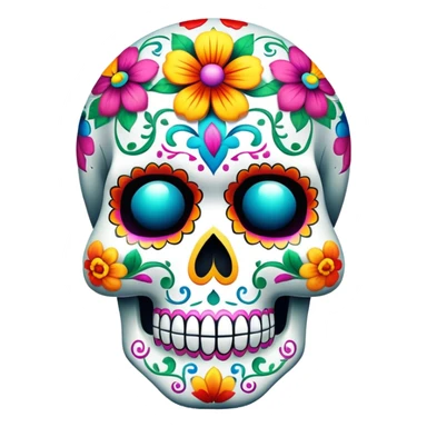 colorful decorated sugar skull with floral patterns sticker