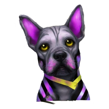 .Zombie_ Vaporwave black holographic oilslick zombie dog yellow caution tape graffiti yellow black stripes sticker