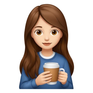 Brown long haired girl with cup of coffee sticker