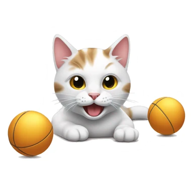 cat playing with balls sticker