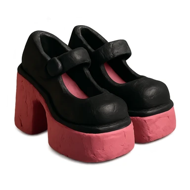 BLACKPINK-inspired gothic shoes, no hearts, textured and bold, black and pink sticker