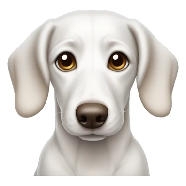 White wiener dog with gray and brown details and bright blue eyes sticker