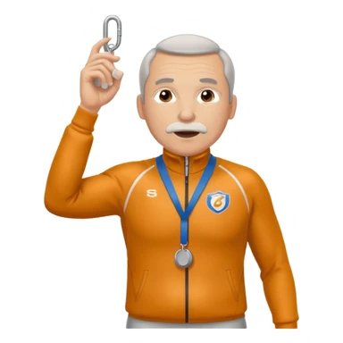 middle-aged track coach with whistle full body sticker