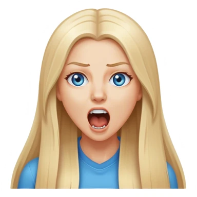 beautiful white girl with long straight blonde hair blue eyes screaming yelling sticker