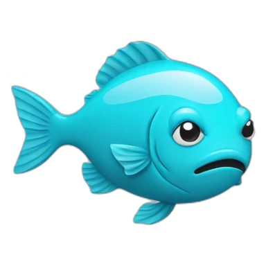 sad fish with tears, cyan, flat, left sticker