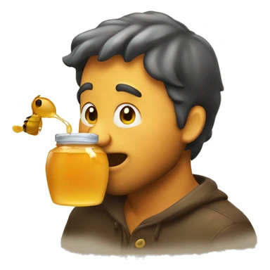 Man eating honey from honey pot  sticker