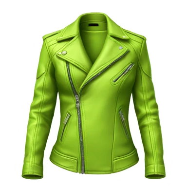 Realistic isolated side view of a lime green open fashion leather jacket. sticker