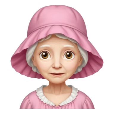 sick old woman with pink night gown, pink bonnet on her head sticker