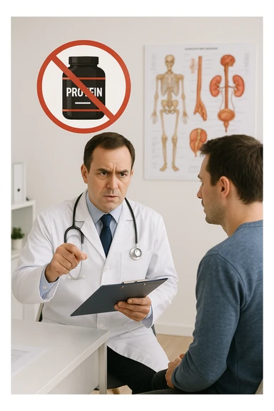 dottore che dice al paziente di non prendere proteine perchè fanno male ai reni sticker
