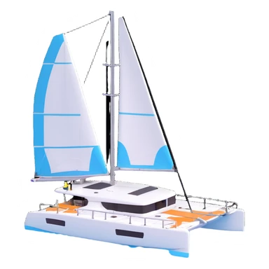 a lagoon 42 catamaran with no wording on the boat  sticker