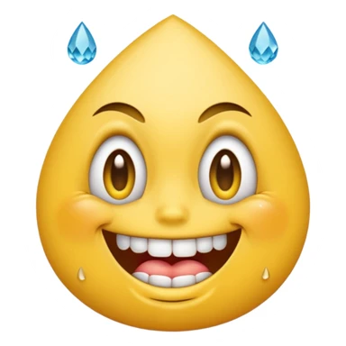 yellow emoji face, grimacing, diamond-encrusted teeth, teardrop tattoo below eye sticker