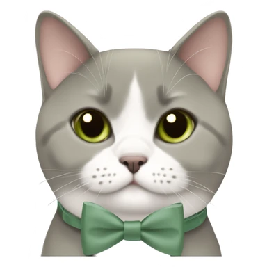 Cute fat British short hair with sage green bow tie sticker