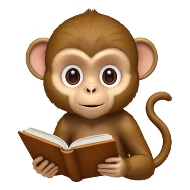 monkey reading book sticker