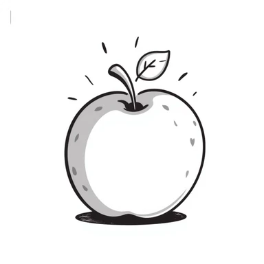 hand-drawn doodle of an apple with playful lines sticker