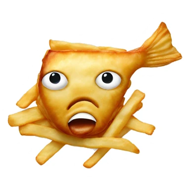 fish and chips on a plate with no eyes which from england traditional food sticker