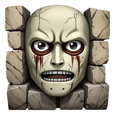 Colossal wall from Attack on Titan with giant faces embedded in it sticker