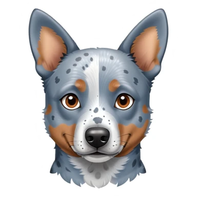 head shot of a blue heeler cattle dog with speckled blue-gray coat and pointed ears sticker