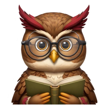 wise owl with glasses and book sticker