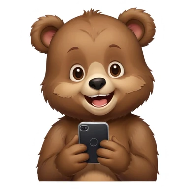 A cute bear looking into smartphone and laughing  sticker