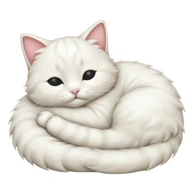 emoji of white sleeping cat with a tail hanging down sticker