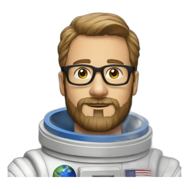 astronaut beard white-man glasses sticker