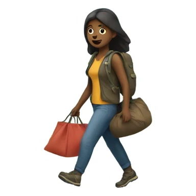 Girl walking with a bag mountain sticker