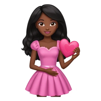 Black barbie, long black  hair, pink dress holding big heart that  visibly says the words "daily heart me" make me darksin sticker