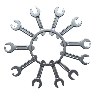 multiple spanners linking into a circle sticker