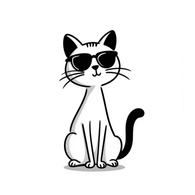 cat wearing sunglasses, hand drawn doodle style sticker