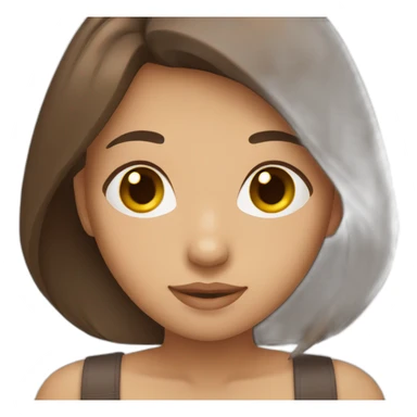 Cute girl with straight brown hair sticker