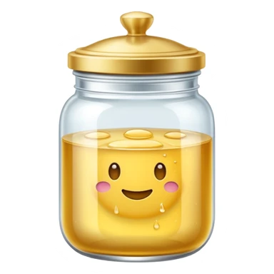 Diseña un emoji de un tarro de cristal elegante con una tapa dorada brillante. Dentro, una textura de mantequilla corporal batida con un suave remolino. Estilo lujoso y minimalista. sticker