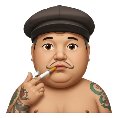 a fat dad with a cap and tattoos, with a cigarette in his mouth sticker