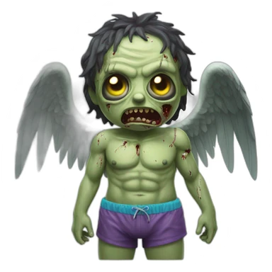 zombie angel wearing a swimming trunk hyperrealistic sticker
