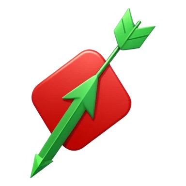 Tag vermelha com uma flecha pra cima verde do lado sticker