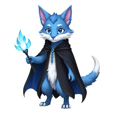 Kawaii dark edgy fantasy ethereal feline-vernid-sergal-fursona animal creature with a tufted tail full body sticker