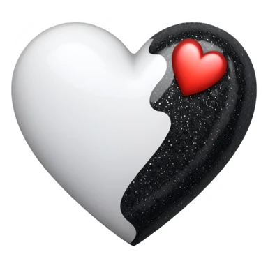 heart with black glitter and white heart sticker
