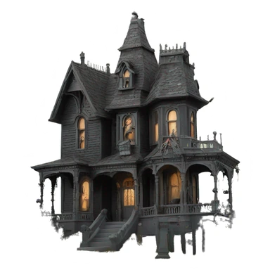 Haunting graveyard field Victorian large mansion birdhouse  sticker