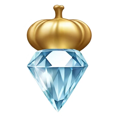 a Diamond Acorn, sparkling cut diamond, with stem of gold sticker