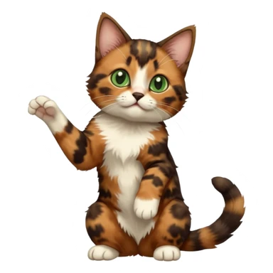 A high-resolution photo-realistic digital illustration of a brown multicoloured  tortoiseshell cat kitten, chest upward sticker