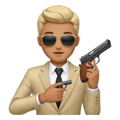 a handsome guy wearing a party clothes with sun glasses and a gun. sticker